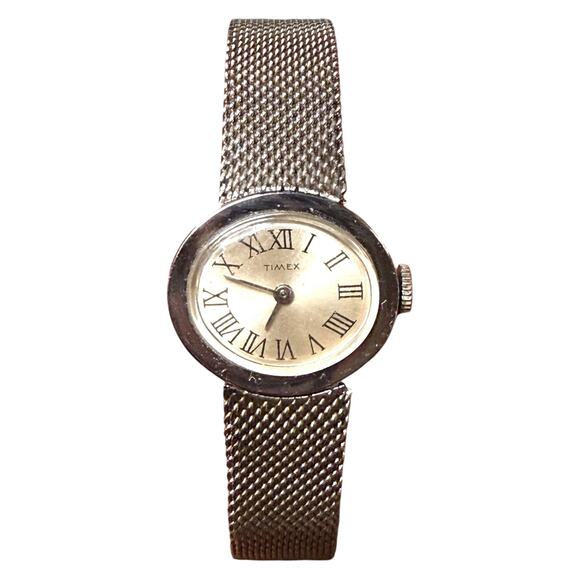 Vintage Timex Cocktail Watch Womens Stainless Mesh Bracelet Manual Wind RUNS main image 6